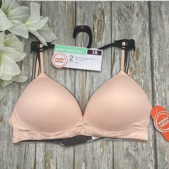 Girls Seamless T-Shirt Bras Molded Cup 2, 2-Packs Size 38 - Picture 2 of 5